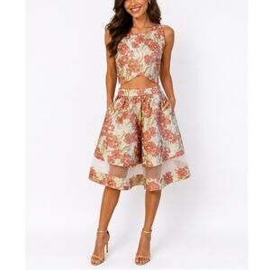 Endless Rose Floral Set Skirt & Crop Top Size M Pastel Midi Skirt